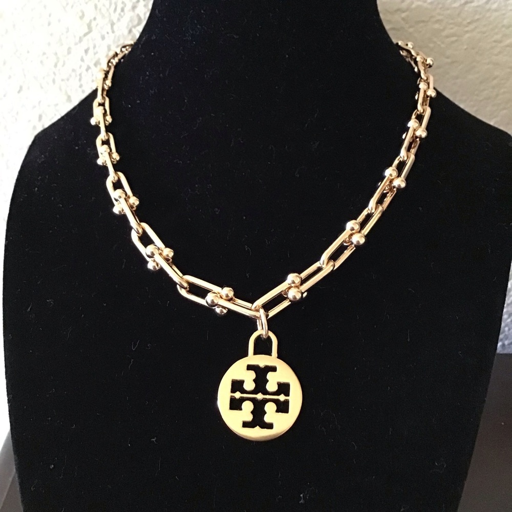 🎁 Tory Burch chunky graduated ball link chain charm necklace with jewelry box